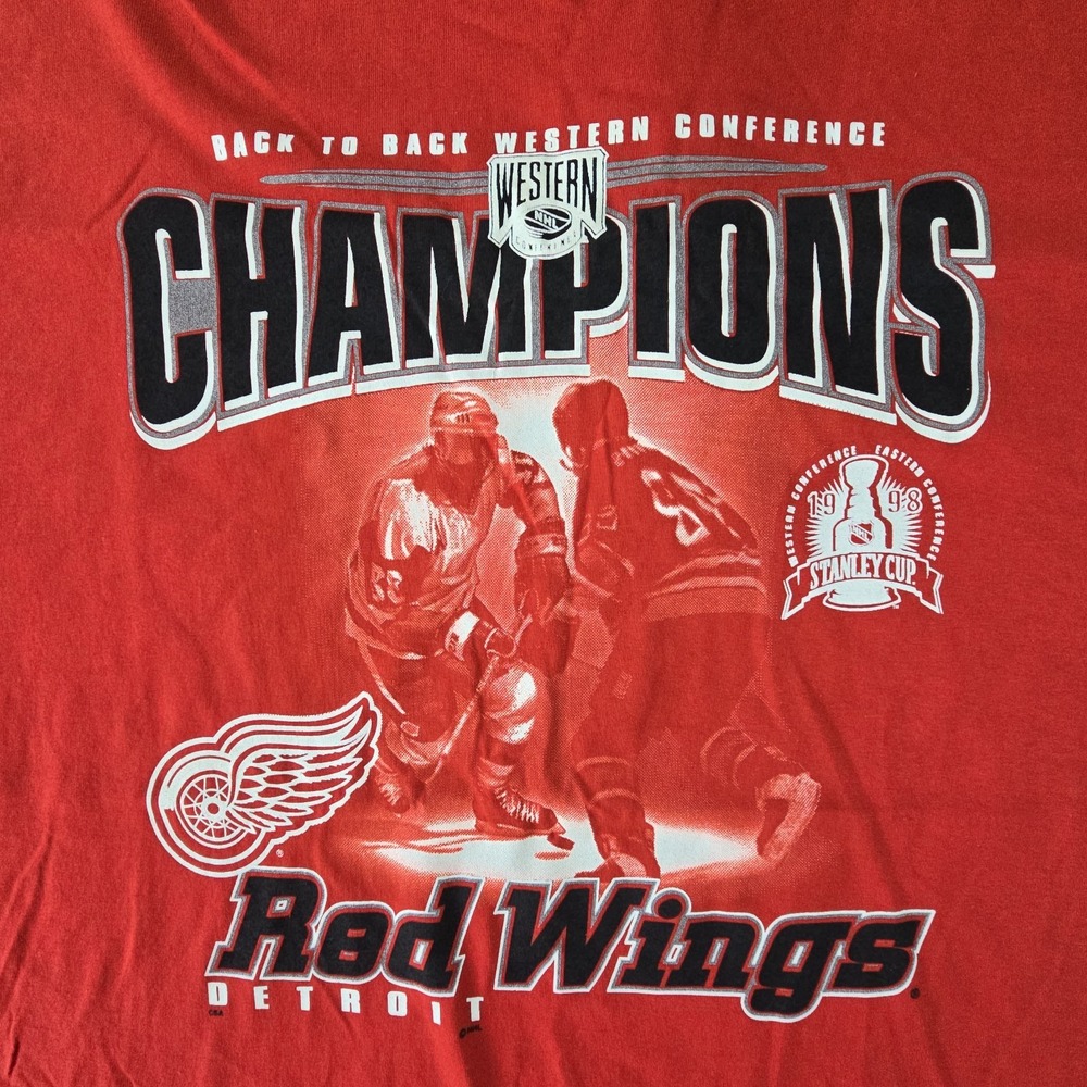 Detroit Red Wings Western Conference‎ Champions Vintage 1998 T XL Nutmeg Hockey - Picture 2 of 8